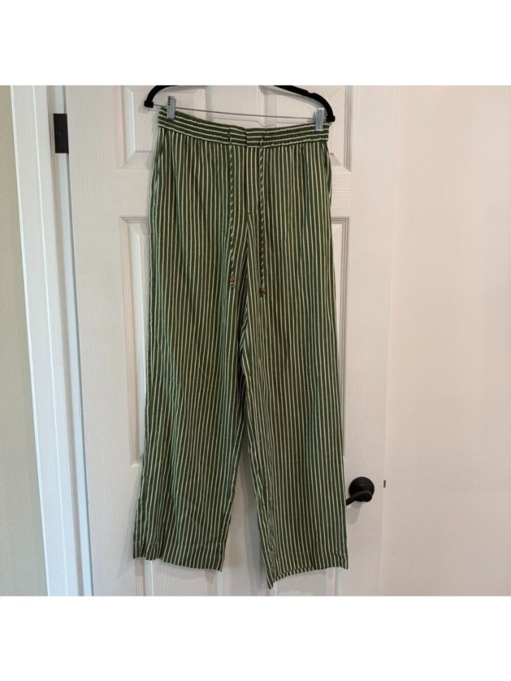 Zara Relaxed Linen Stripe Wide Leg Pants Size Medium NWT Coastal